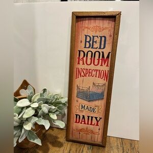 Vintage wall plaque – “Bedroom inspection made daily”